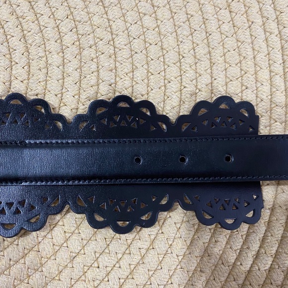 Alaia Black Laser-Cut Scalloped Leather Belt main image 5